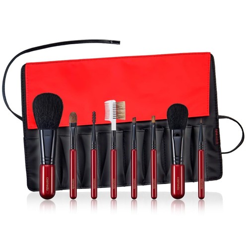 Ensemble De 9 Brosses De Maquillage En Baril - Avec Miroir - Neuf - Sans Marque