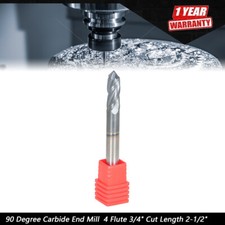 1/4" 4 Flute 2-1/2" Overall Length 90 Degree Carbide Drill Mill