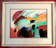 Abstract Braille Oil Painting On Canvas Matted and Framed Original