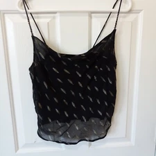 IDYLLWIND Miranda Lambert Spaghetti Strap Shimmer Black Top Viscose Shiffon S