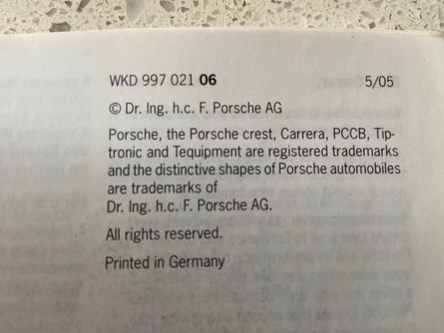 2006 PORSCHE 911 CARRERA OWNERS MANUAL +QUICK REFERENCE+MAINTENANCE PORSCHE OEM - Foto 4 di 12