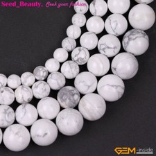 2mm Big Hole Round Natural White Howlite Loose Beads For Jewelry Making Strand