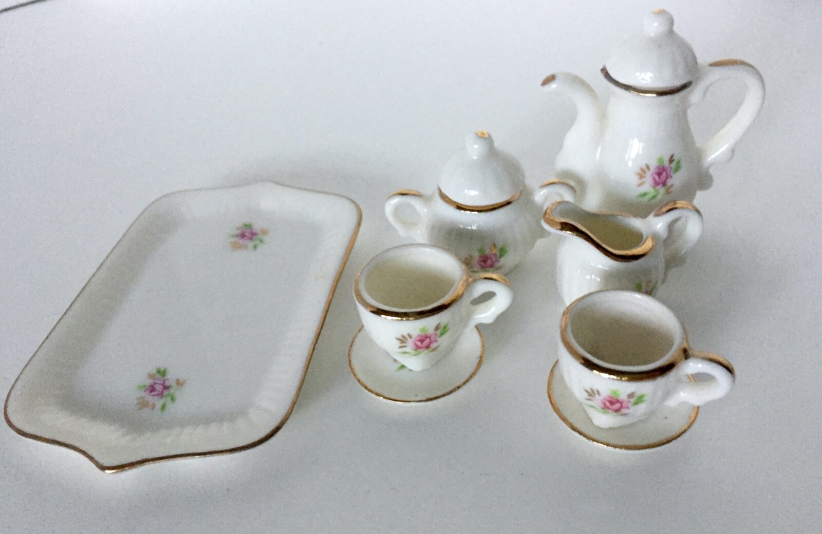 Vintage 10 Piece Mini Miniature Bone China Tea Set Child's Playset