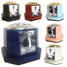Memorial Photo Grave Vase - Personalised Tribute Flower Pot with Metal Plaque