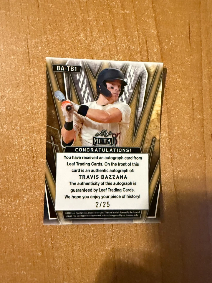 2024 Leaf Metal - Travis Bazzana - Blue Prismatic Refractor Auto #d 2/25 - Image 2 of 2