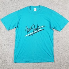 Vintage 80s New York City USA Made Travel Size Small NYC Grunge 90s T Shirt Blue