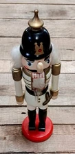 Vintage Wooden Nutcracker Soldier in White Uniform – As-Is 14”