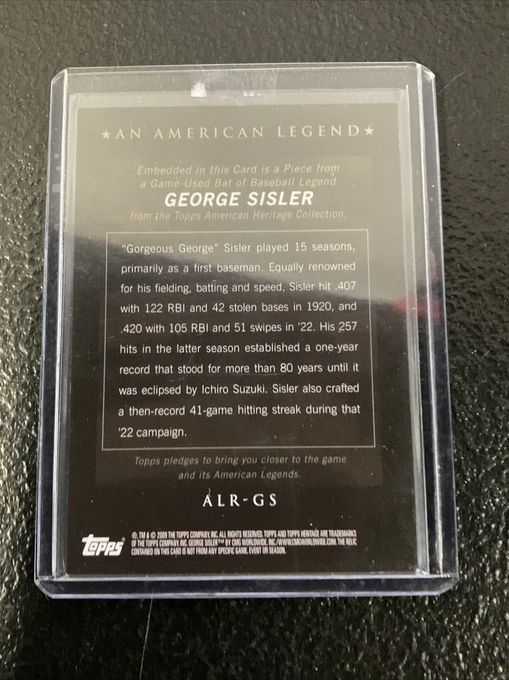 Bate usado Topps Heritage George Sisler 2009 juego auténtico/25 Foto 2 de 2