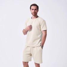 Mens Tracksuit 2-Piece Set Short Sleeve T Shirt Shorts Sweatsuit Outfit Set