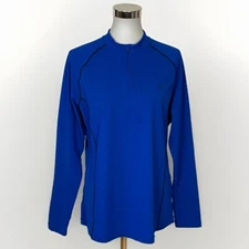 Coolibar Size XL Jersey Top 1/4 Zip Bright Blue Long Sleeve Activewear UPF 50