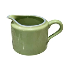 Corningware Accessories Creamer Green Blue Trim Stoneware 2 Cups Vintage 1990s