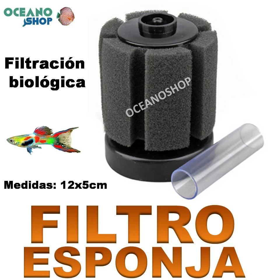 FILTRO ESPONJA INTERIOR ACUARIO GAMBARIO PECERA tortuguera alevines cria gambas - Imagen 1 de 1