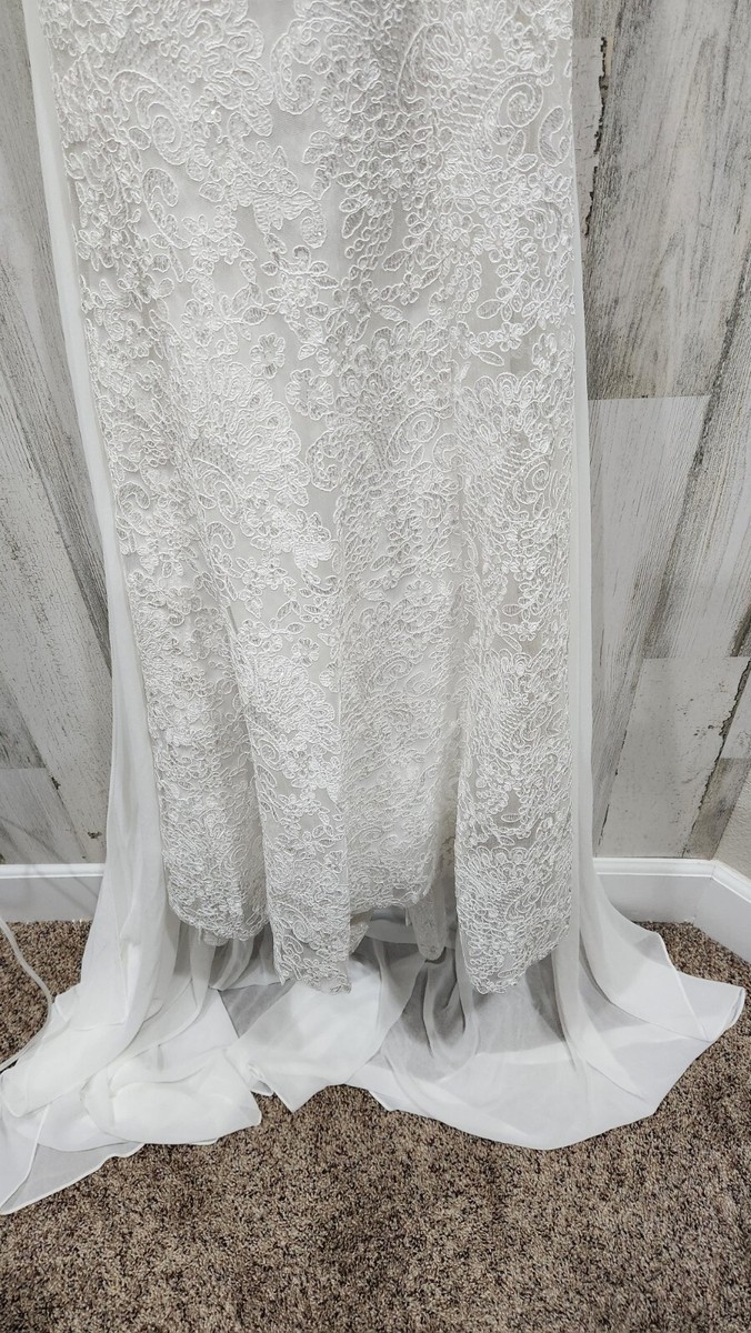 LUXE BRIDAL Remarkable Moment White Floral Embroidered Lace Up Maxi Dress  Size 8 | eBay