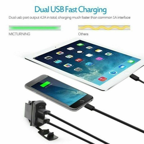 12v 24V Car Dash Flush Mount USB Port Chargeur Adaptateur Panneau Bleu DEL Voltmètre - Photo 10 sur 19