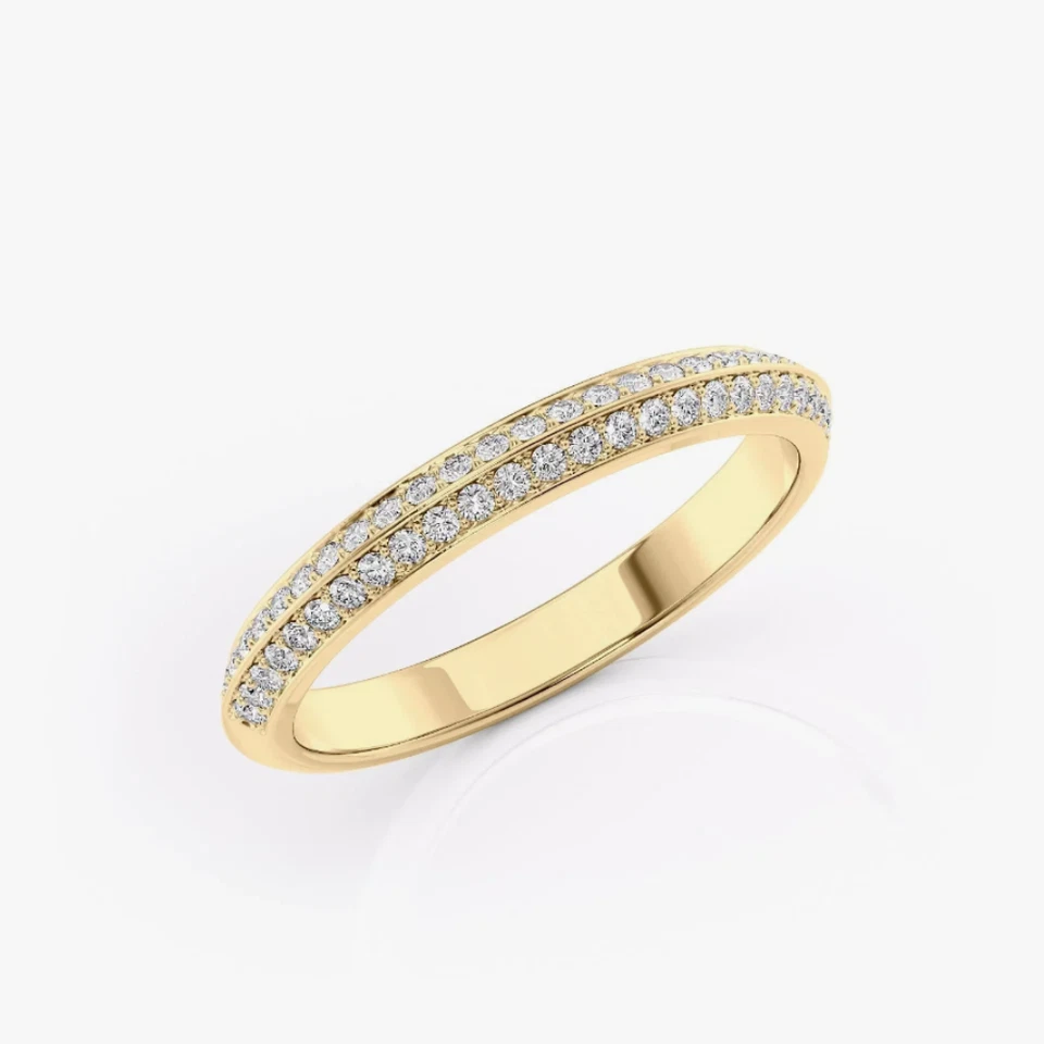 Lab Created Engagement Band Round Cut Diamond 18K Yellow Gold 3.0 MM 0.40 Ct - Image 3 of 4