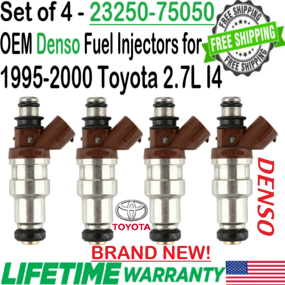 NEW Genuine DENSO x4 HP Upgrade Fuel Injectors For 1996-1998 Toyota T100 2.7L I4 - Image 2 of 4