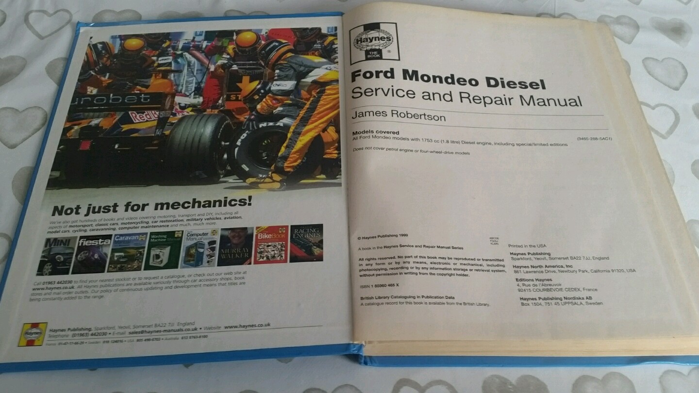 FORD MONDEO MK1 DIESEL 1993 TO 1996 HAYNES WORKSHOP MANUAL 3465 VGC FREE  P&P | eBay