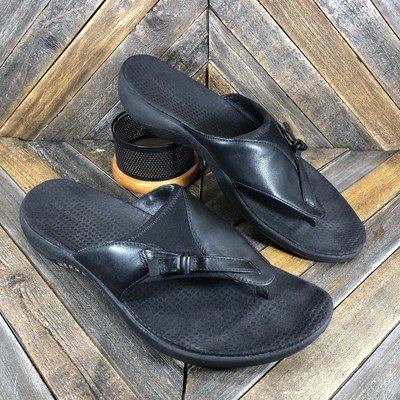 GUC Merrell Codena Thong Ebony Black leather flip flops Sz 11 | eBay