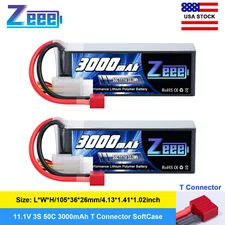 2x Zeee 11.1V 50C 3S Lipo Battery 3000mAh T Plug for RC Airplane UAV Drone Car