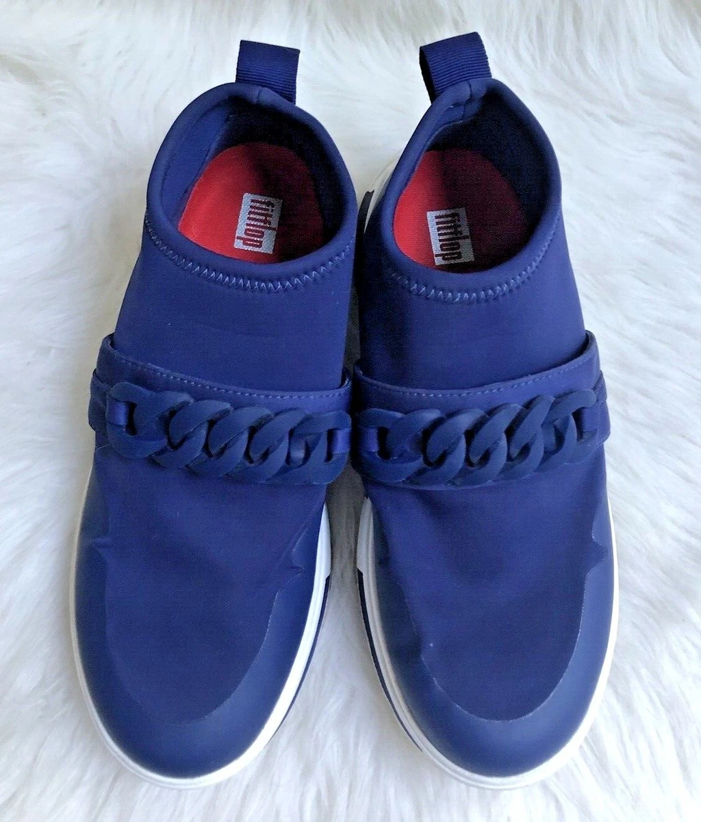 Fitflop Heda Navy Chain Slip on Comfort Sneakers Size 7