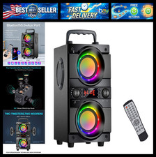 60W 80W Peak Portable Bluetooth Speaker with Double Subwoofer Heavy Bass, Blue