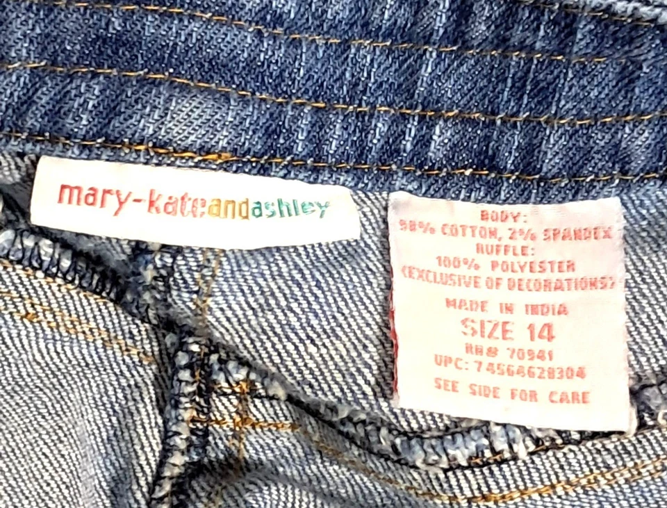 Falda vaquera Mary-Kate & Ashley para niñas talla 14 con volantes florales mezcla de algodón Foto 3 de 4