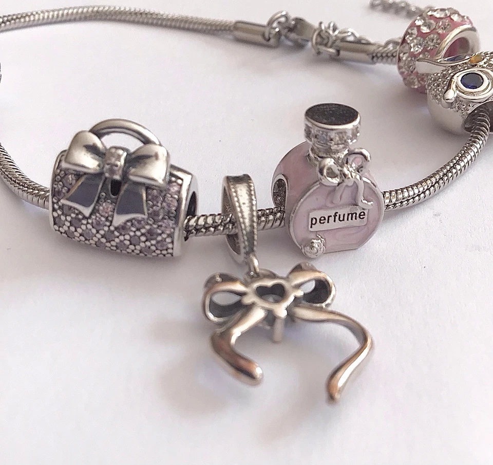 Charm Anhänger „Perfume“ + Accessoires Silber plattiert Schlangenarmband🎀 - Bild 4 von 4