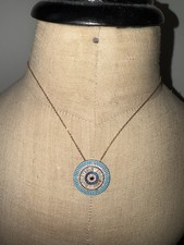 Evil Eye Round Amulet Pendant Necklace Blue/W...