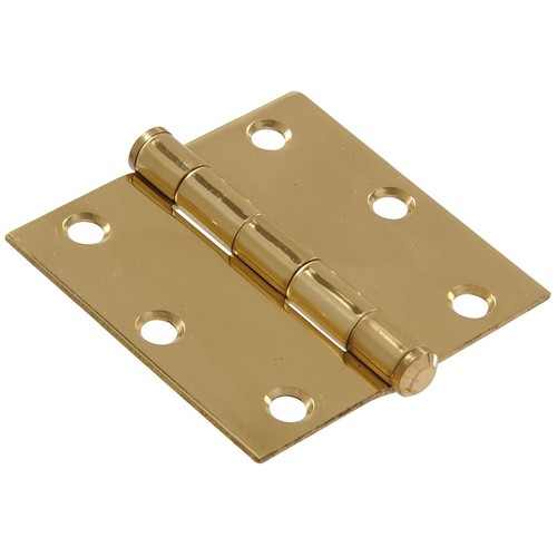Hillman Square Corner Door Hinge Bright Brass (3") 851255