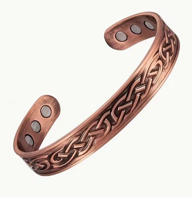 Bracelet magnétique ajustable en cuivre 99,99% - motif ondulé - Photo 1/2