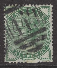 GB Queen Victoria Half Penny Deep Green Used (SG164) perf 14 WMK, Crown.