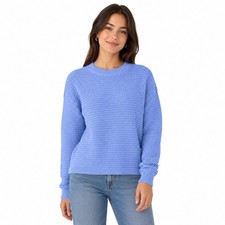 Ann Taylor Periwinkle Blue Textured Knit Crew Neck Sweater Womens Medium