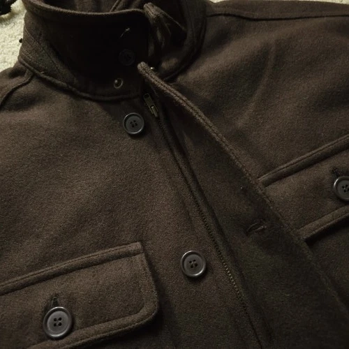 VTG DWW Made in Japan Thick Sturdy Melton Wool Hooded Utility Jacket Brown 38 S image 9