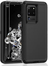 Heavy Duty Shockproof 3-Layer Full Body Rugged Case for Galaxy S20 Ultra 5G, Bla