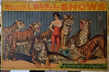 Cartel circo original Walter L. Principal 3 anillos circo 40 3/8" x 26 1/2"