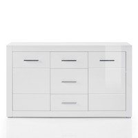 Sideboard Weiß Hochglanz 164Cm Anrichte Schubkasten-Kommode Highboard Mehrzweck