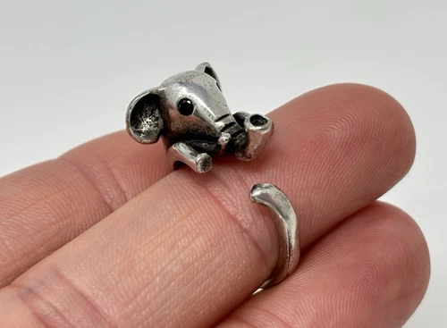 Vintage Elephant Wrap Around Safari Ring Sterling Silver 925 Size 6