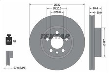 1X Bremsscheibe TEXTAR 92345105 für VW MULTIVAN T7 (STM, STN) 1.5 2021-2024