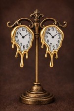 Museum Salvador Dali Clock Earrings Gold Surreal Antique Statement Art Melting  