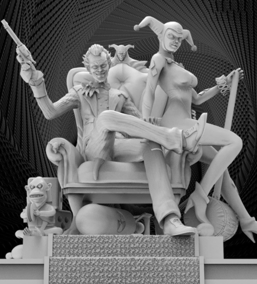 7 inch tall Unpainted Harley Quinn and Joker Arkham Statue for collectors  - Image 4 of 4