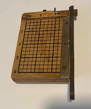 Vintage Mini Guillotine Style Paper Cutter Wood 4 x 3 inches