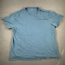Polo Ralph Lauren T-Shirt Mens Size 2XL Big Blue V-Neck Short Sleeve Small Pony