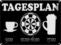 Blechschild 30X40 Cm Tagesplan Tasse Dart Bier Spruch Zitat Deko Geschenk Metall