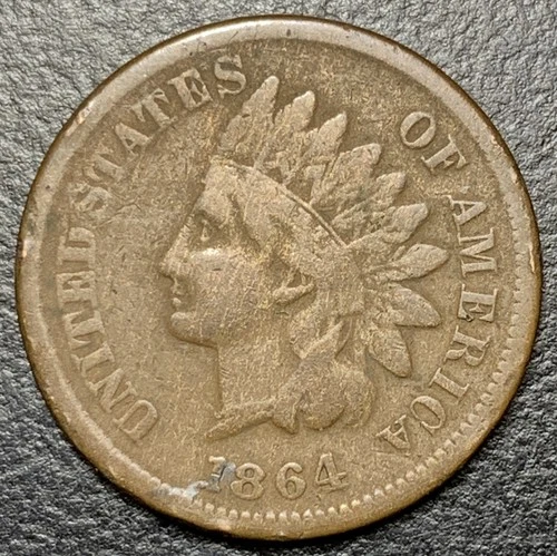 1864 L Indian Head Cent Penny 1c SEMI KEY DATE Choice Original VG Rare US Coin