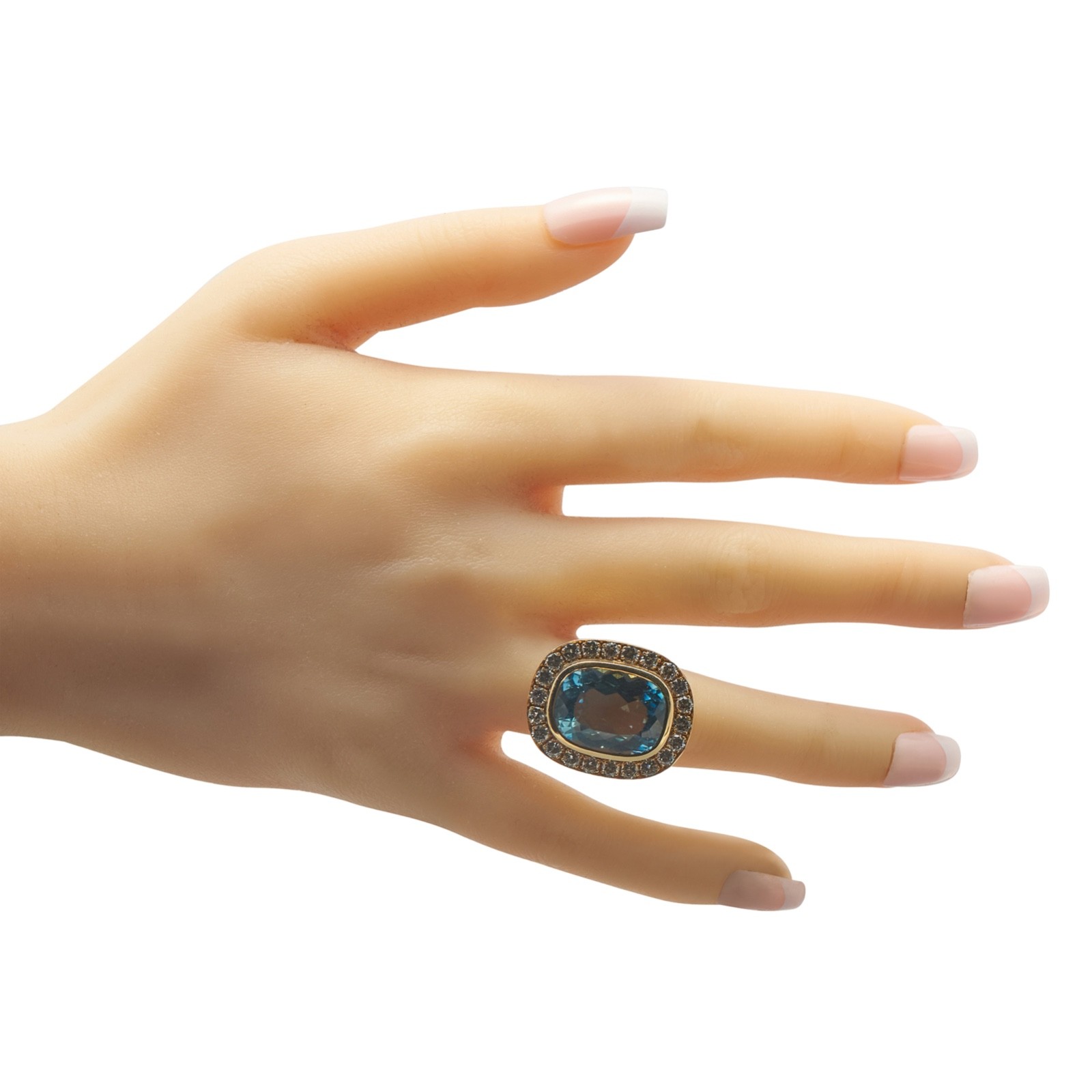 18K Yellow Gold 2.10ct Diamond and Aquamarine Ring - image 3