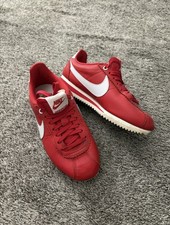 Nike Cortez Red White Leather Lace Up Low Top Unisex Sneakers