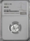 1945-S  10C  MERCURY SILVER DIME  "SAN FRANCISCO MINT"  NGC MS65 #8345182-088