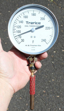 TRERICE V80040 DIAL 5" Glass front THERMOMETER 30 to 240F 52-2458 TESTED NOS