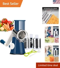 Hand Crank Kitchen Grater - 3 Blades for Cheese, Veggies & Nuts