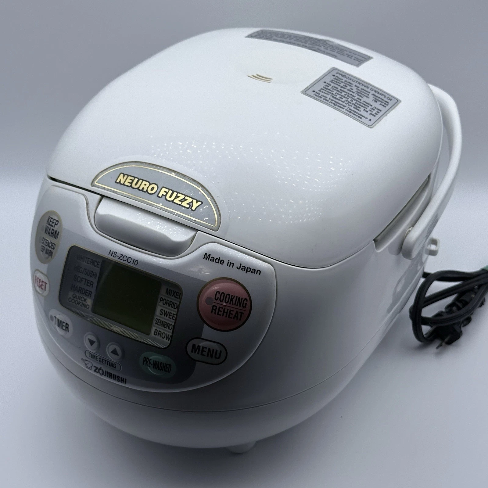 Zojirushi NS-ZCC10 Neuro Fuzzy Rice Cooker Tested Clean Works Great
Opens in a new window or tab